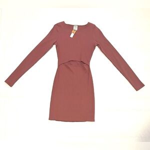 PINK Cutout Long-Sleeve Dress